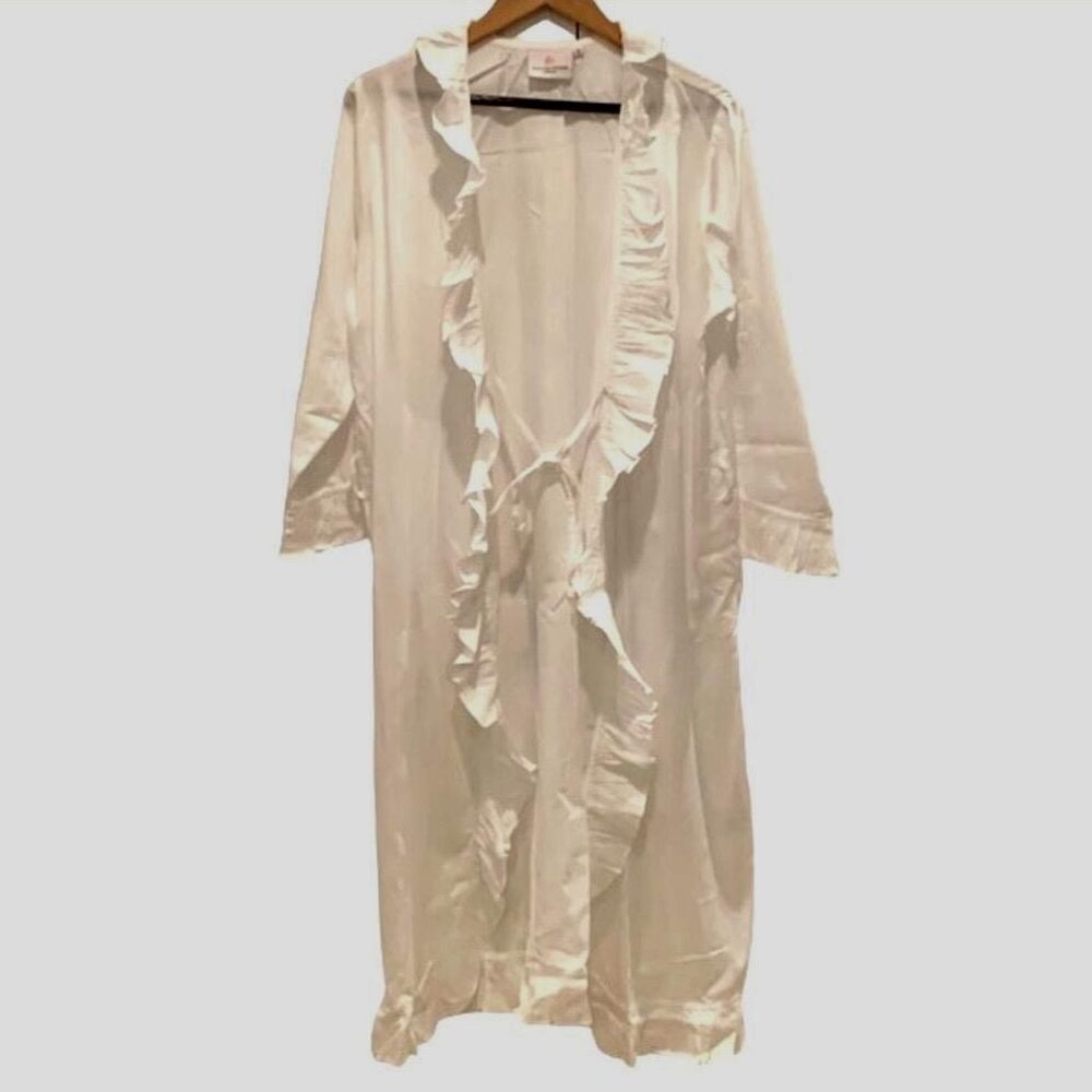Haute Home Small White Spa Robe - Ruffle Trim & Belt - Luxury Cotton